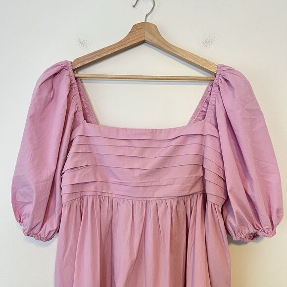 Abercrombie & Fitch Emerson Poplin Puff Sleeve Mini Dress in Pink Size L Petites - Picture 7 of 9
